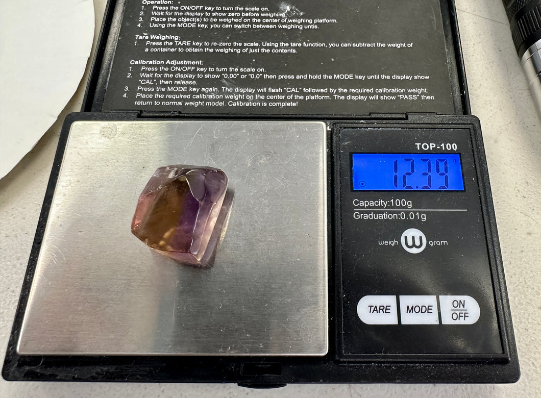 Ametrine Faceting Rough 12.39 grams
